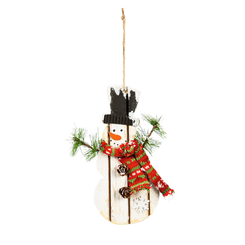 Wooden Snowman Ornament with Scarf,3otw144
