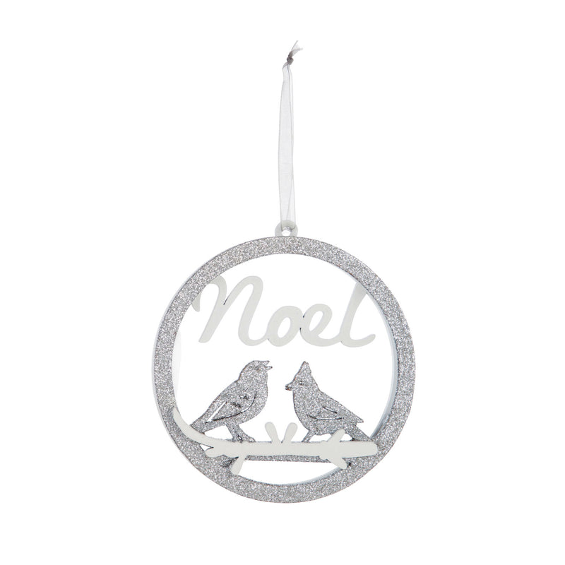 Wooden Message Ornament with Bird, Love/Noel/Joy, 3 Asst,3otw166