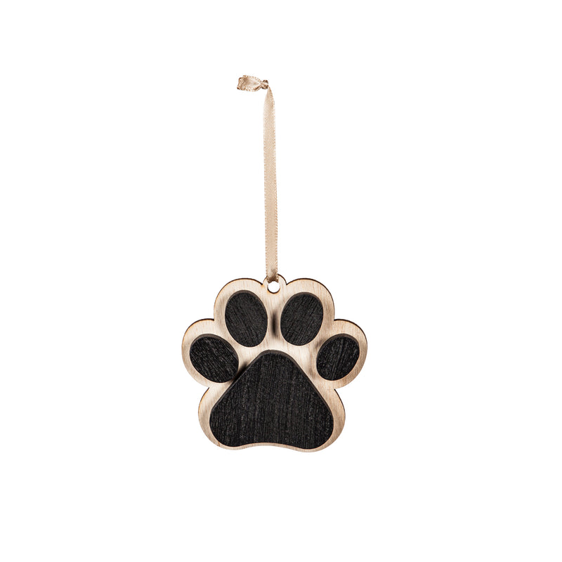Wood Customizable Paw Print Ornament,3otw193