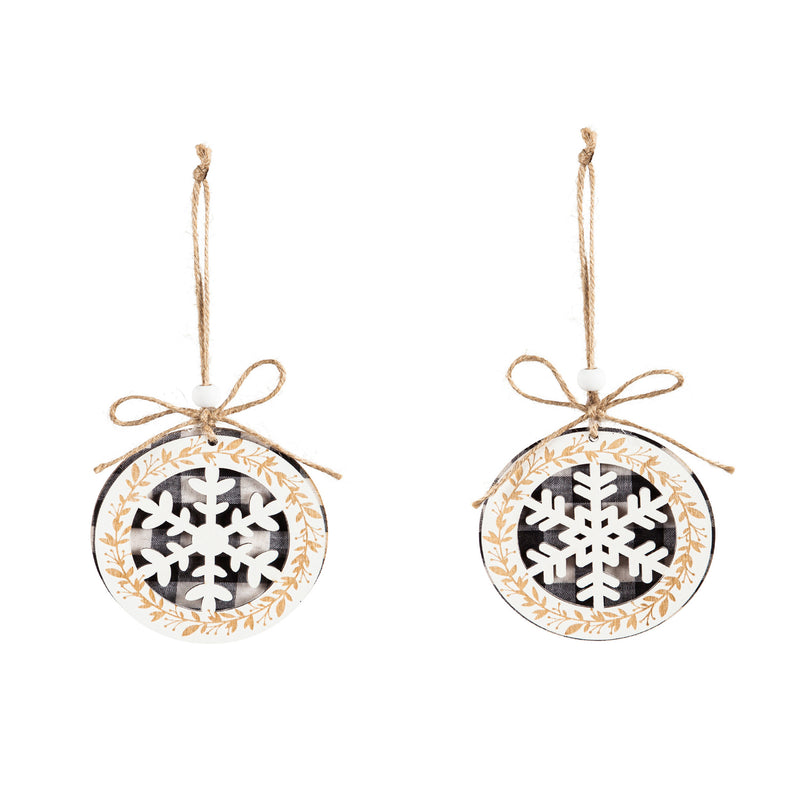 Wood Snowflake Ornament, 2 Asst,3otw232