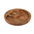 10" Wood Round Serving Tray with 5 OZ Dip Bowl,3sbs005