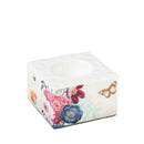 Ceramic Square Tealight Holder, Vivid Bouquet, Set of 2,3th7057c