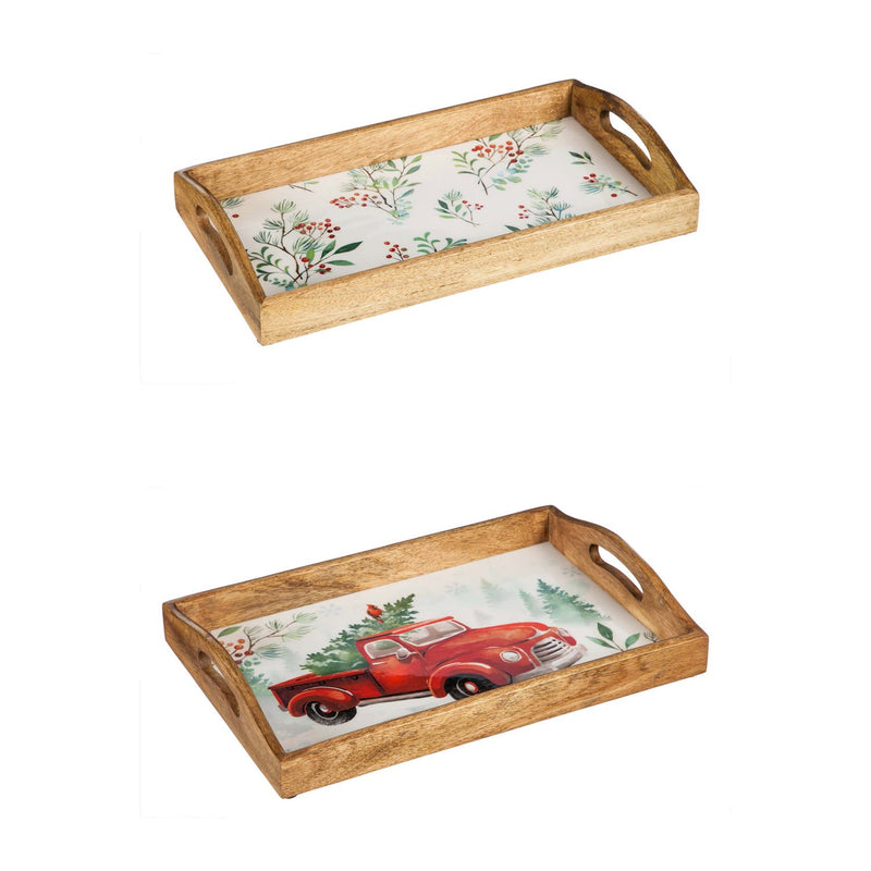 Wooden Nesting Tray, Christmas Heritage, Set of 2,3tw37728