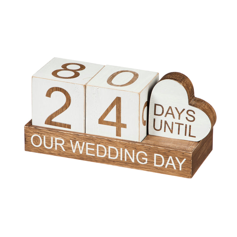 Wooden Countdown Table Décor, "Our Wedding Day",3wd016