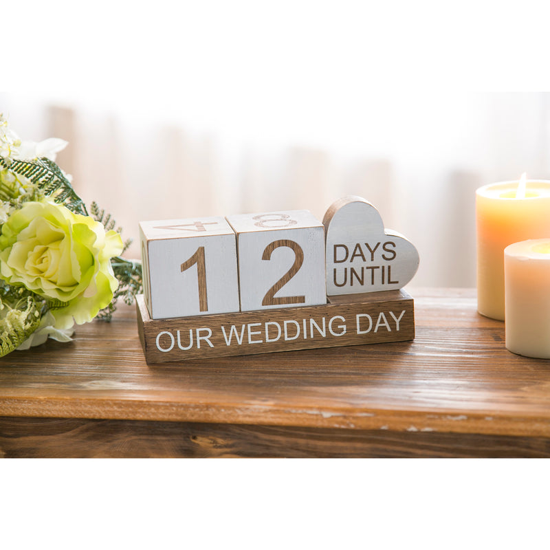 Wooden Countdown Table Décor, "Our Wedding Day",3wd016