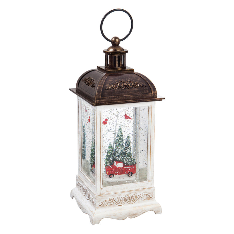 10'' Tall LED Lantern with Spinning Action and Timer Function Table Décor, Truck with Cardinals,3wgl157