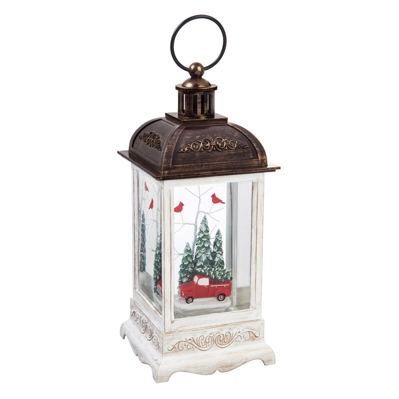 10'' Tall LED Lantern with Spinning Action and Timer Function Table Décor, Truck with Cardinals,3wgl157