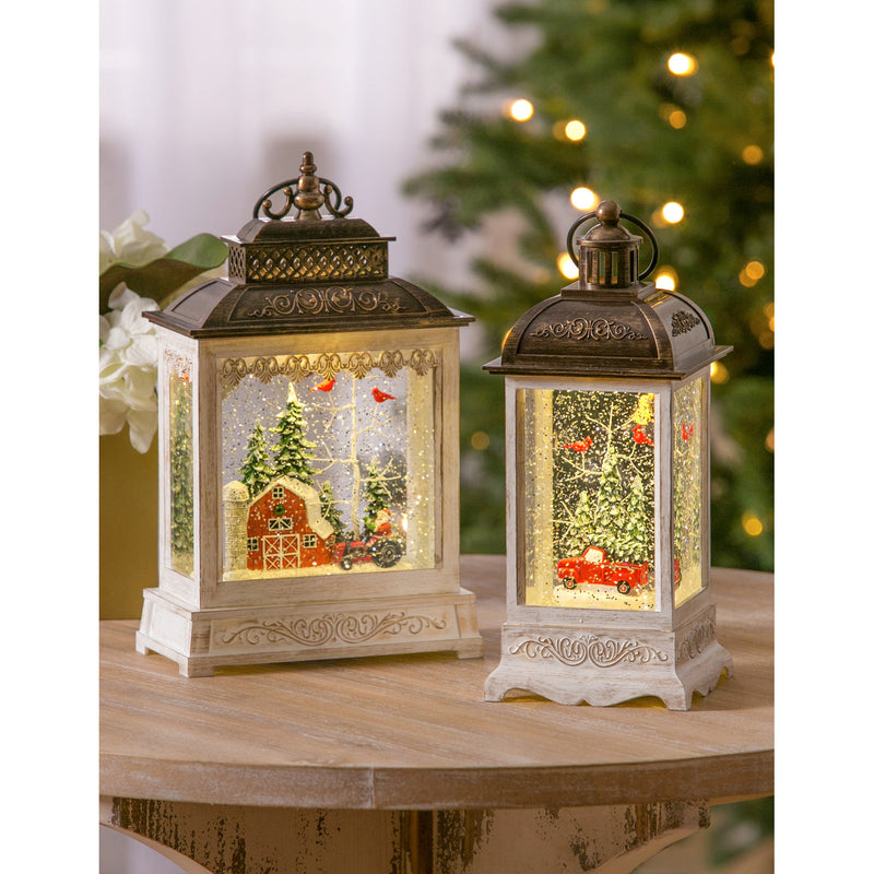 10'' Tall LED Lantern with Spinning Action and Timer Function Table Décor, Truck with Cardinals,3wgl157