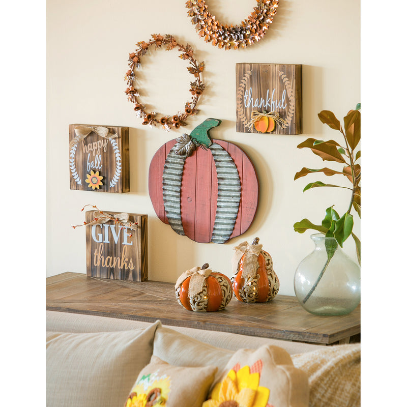 Wood and Metal Pumpkin Wall Décor,3wp804