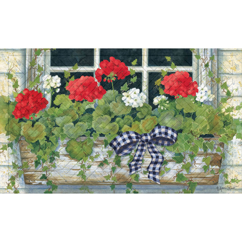 Window Box Flowers Embossed Floor Mat,41em2571