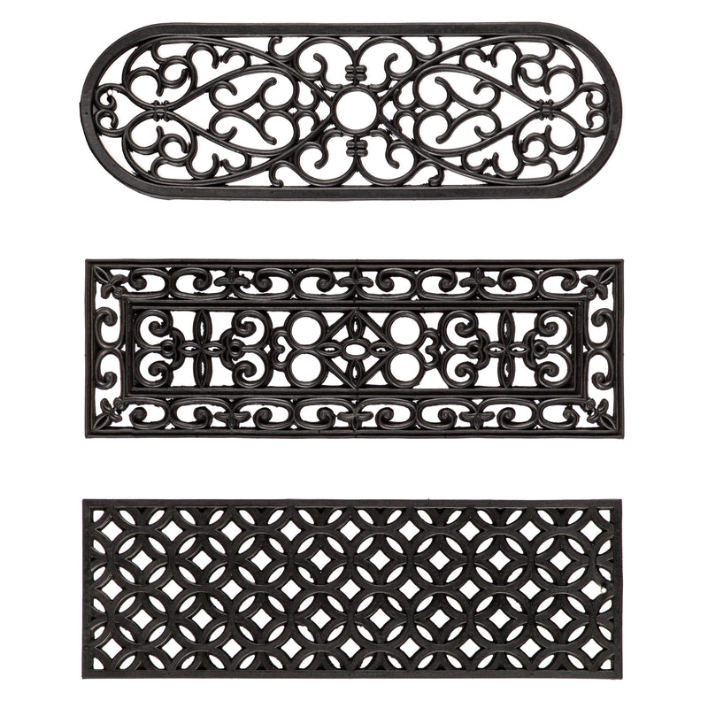 Ornate Rubber Stair Tread Mat, 3 Asst,41r2687