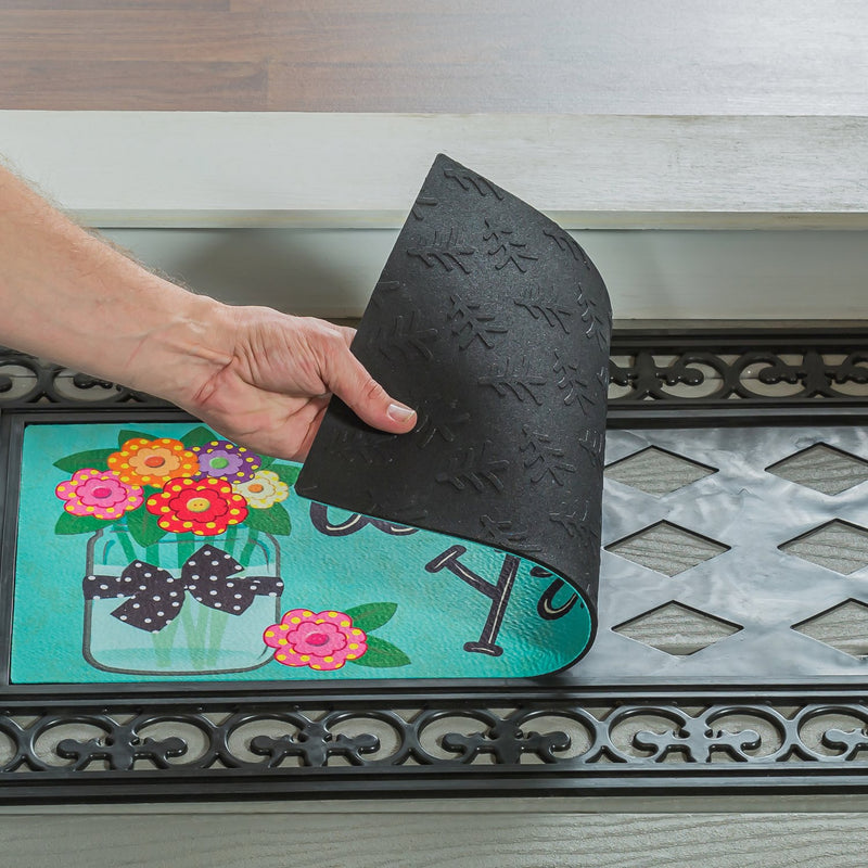 Welcome Y'all with Polka Dot Flowers Sassafras Switch Mat