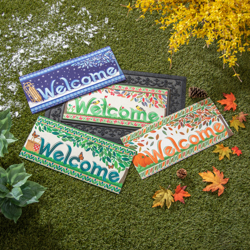 Evergreen Floormat,4 Season Trees Sassafras Mat, Set of 4,22x0.25x10 Inches