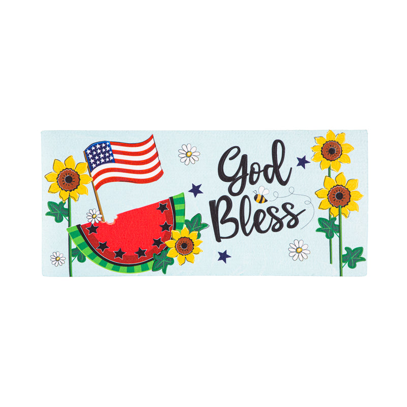 Evergreen Floormat,God Bless Patriotic Sassafras Switch Mat,0.25x22x10 Inches