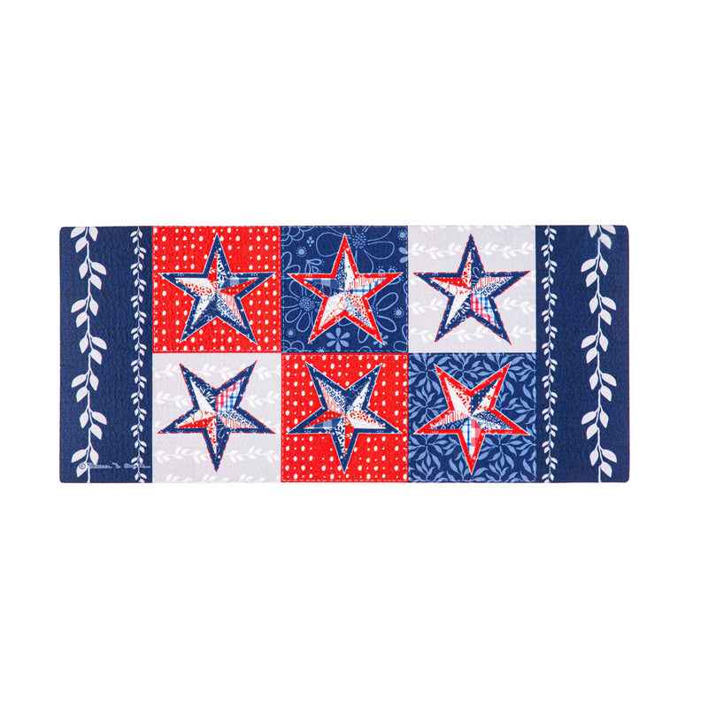 Evergreen Floormat,Red, White, and Blue Stars Sassafras Switch Mat,0.25x22x10 Inches