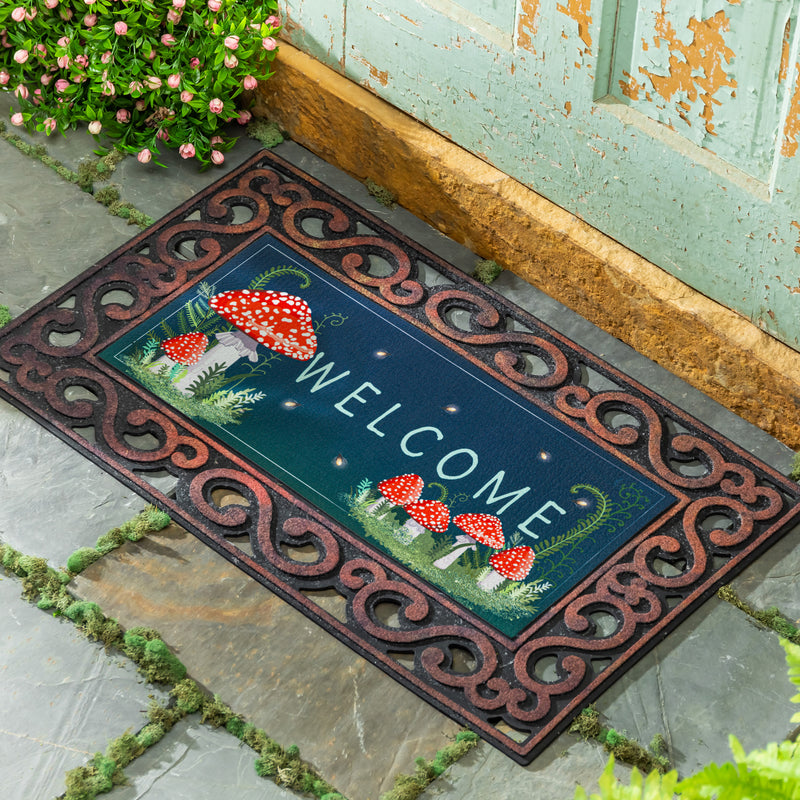 Evergreen Floormat,Welcome Friends Mushroom Sassafras Switch Mat,0.25x22x10 Inches