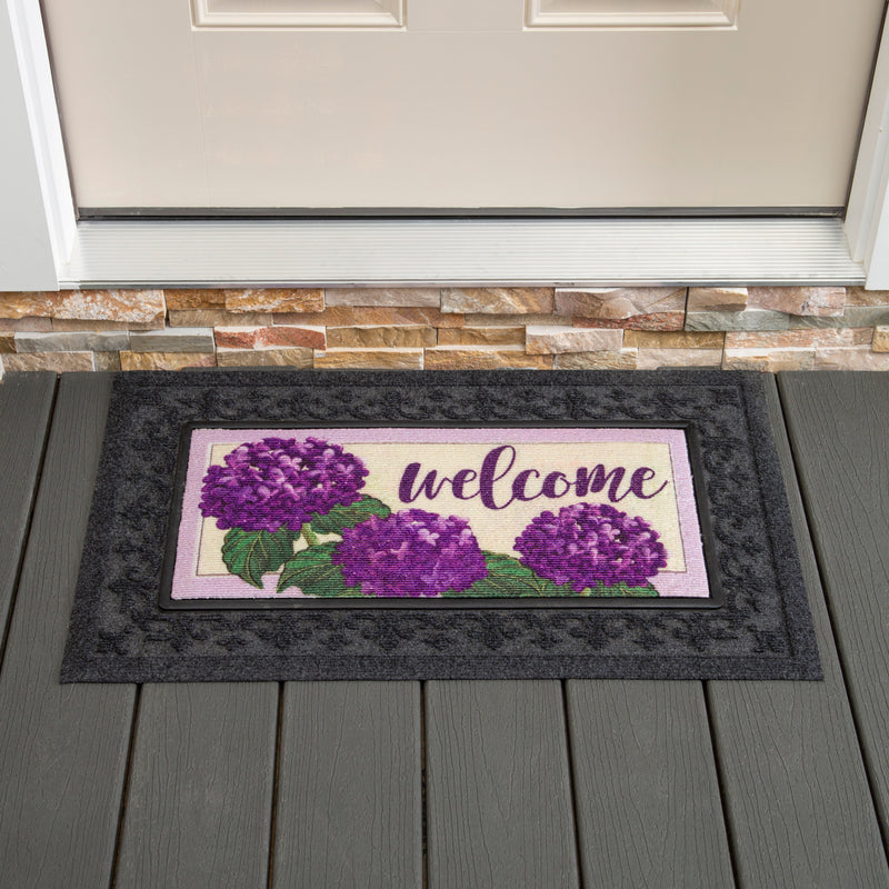 Evergreen Floormat,Hydrangea Welcome Textured Sassafras Switch Mat,22x0.25x10 Inches