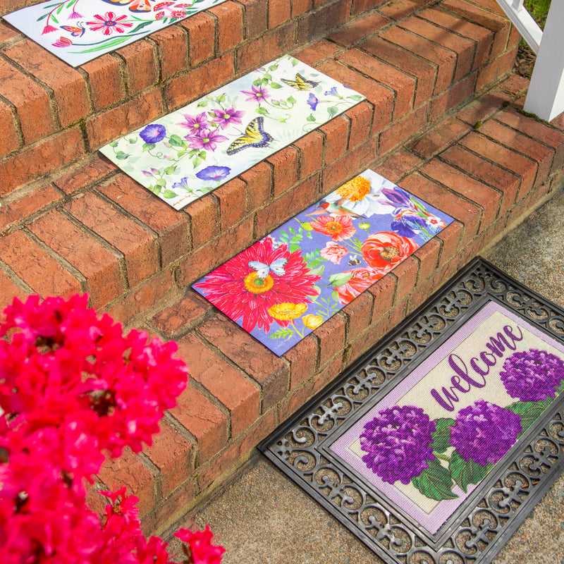 Evergreen Floormat,Hydrangea Welcome Textured Sassafras Switch Mat,22x0.25x10 Inches