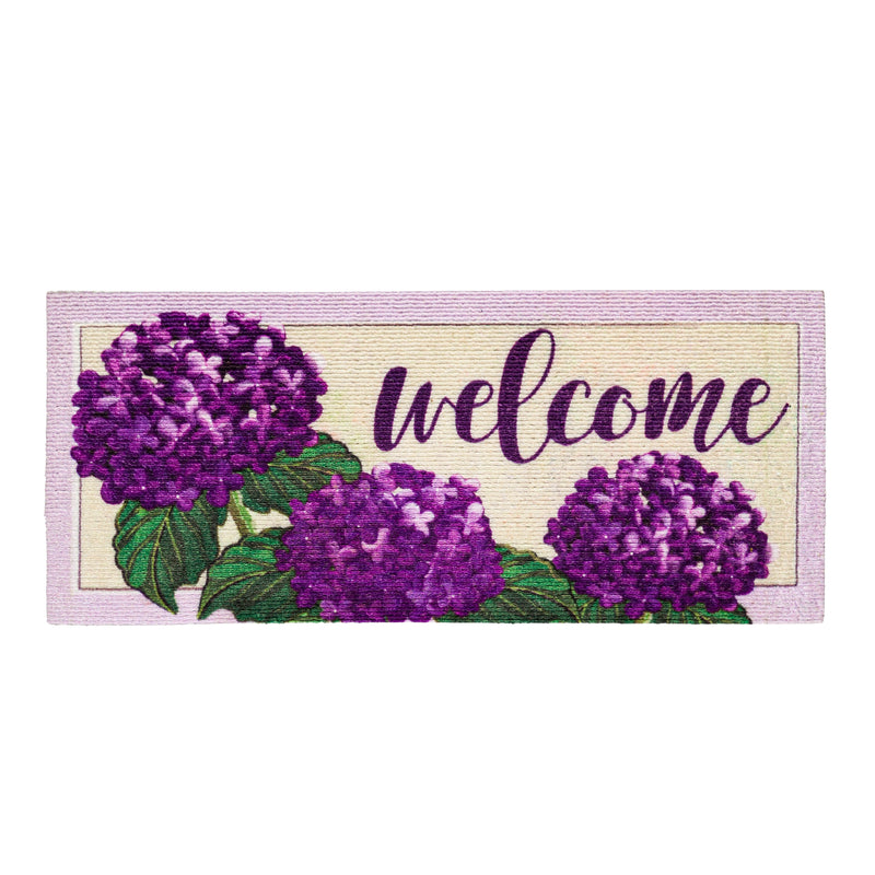 Evergreen Floormat,Hydrangea Welcome Textured Sassafras Switch Mat,22x0.25x10 Inches