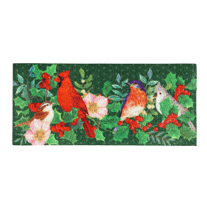 Evergreen Floormat,Winter Bird Friends Textured Sassafras Switch Mat,22x0.25x10 Inches