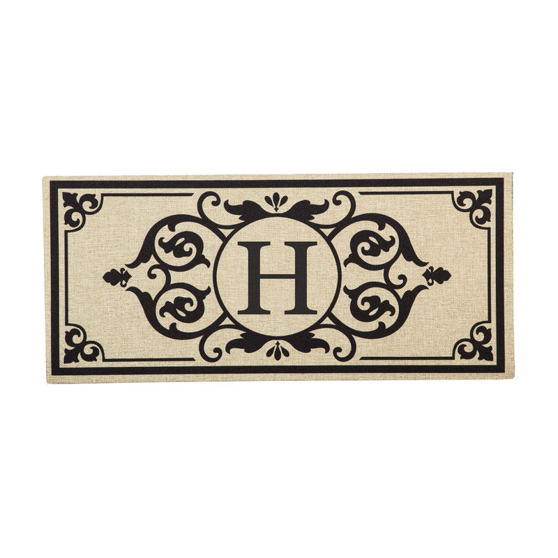 Cambridge Monogram Burlap Sassafras Switch Mat, Letter H
