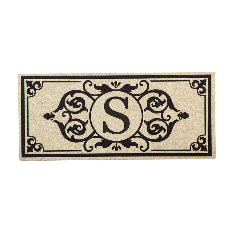 Cambridge Monogram Burlap Sassafras Switch Mat, Letter S