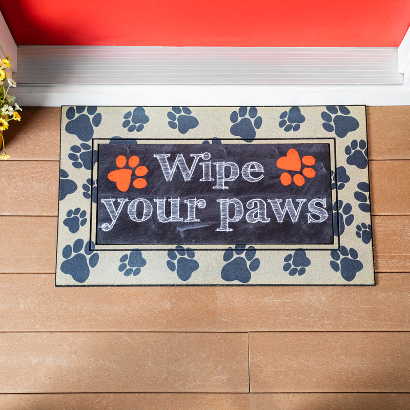 Evergreen Floormat,Paw Print Flocked Sassafras Mat Tray,0.4x30x18 Inches