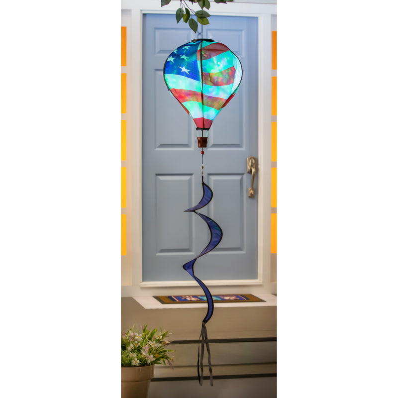 Evergreen Ballon Spinner,Waving American Flag Animated Lit Balloon Spinner,15x55x15 Inches