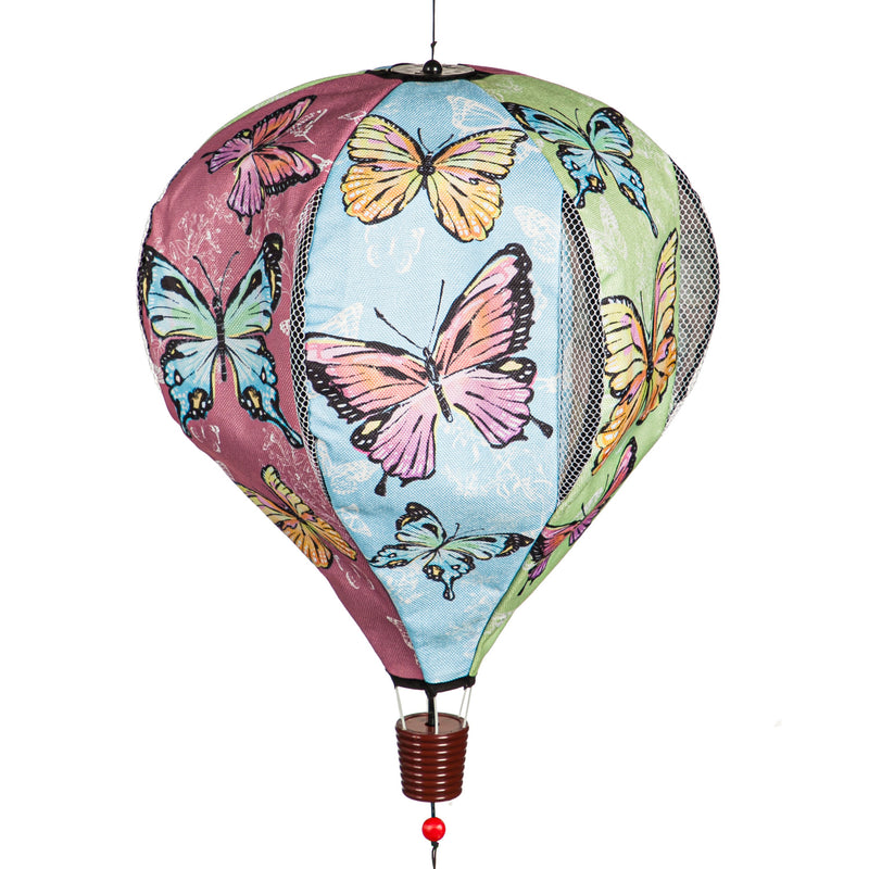 Evergreen Ballon Spinner,Butterfly Fields Burlap Balloon Spinner,15x15x55 Inches