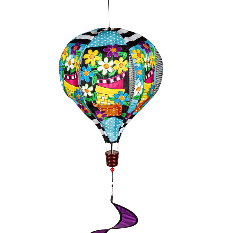 Stacked Spring Stacked Flower Pots Burlap Balloon Spinner,45bb464