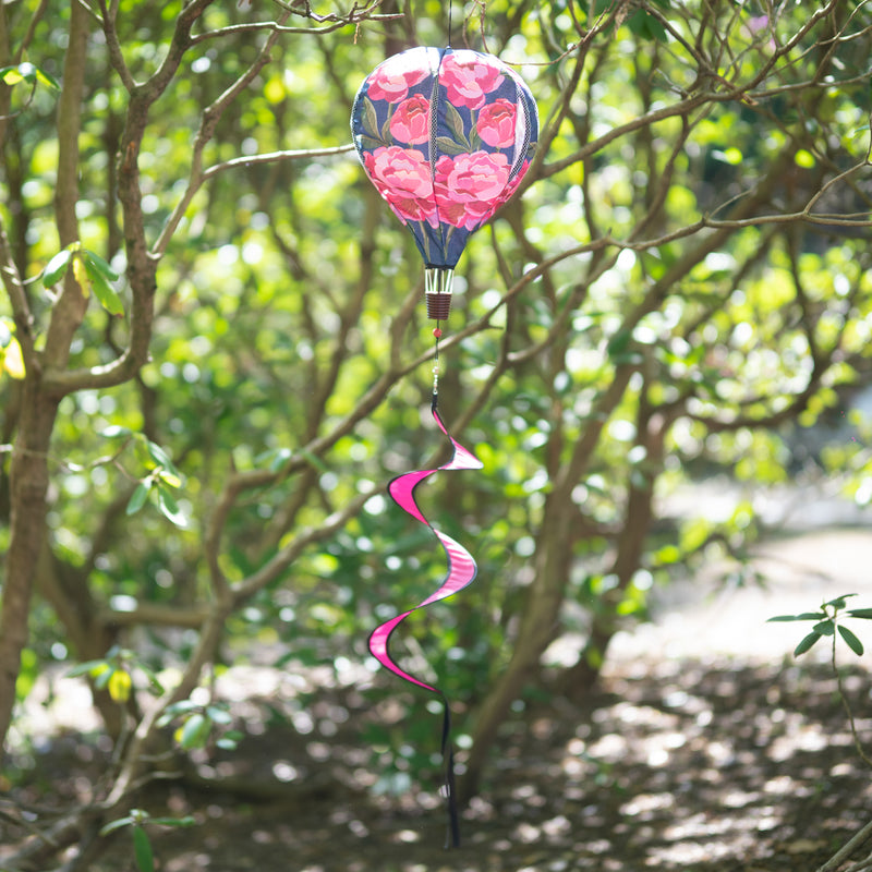 Evergreen Ballon Spinner,Peony Garden Welcome Burlap Balloon Spinner,15x15x55 Inches