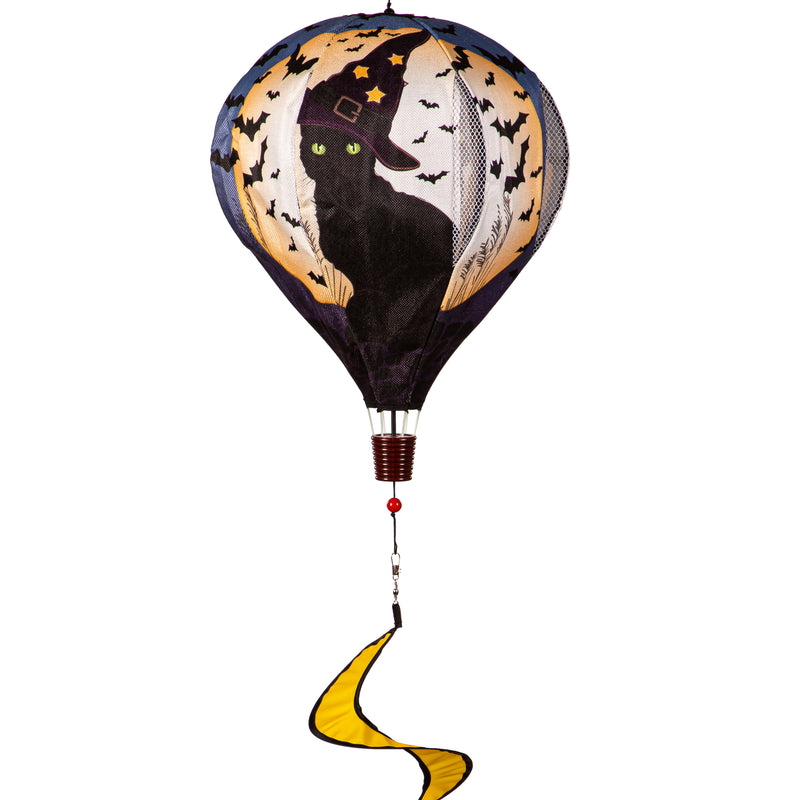 Happy Halloween Black Cat Burlap Balloon Spinner,45bb652