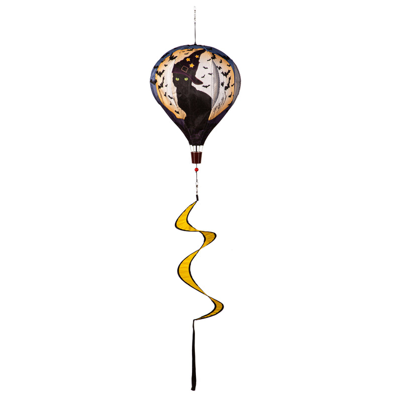 Happy Halloween Black Cat Burlap Balloon Spinner,45bb652