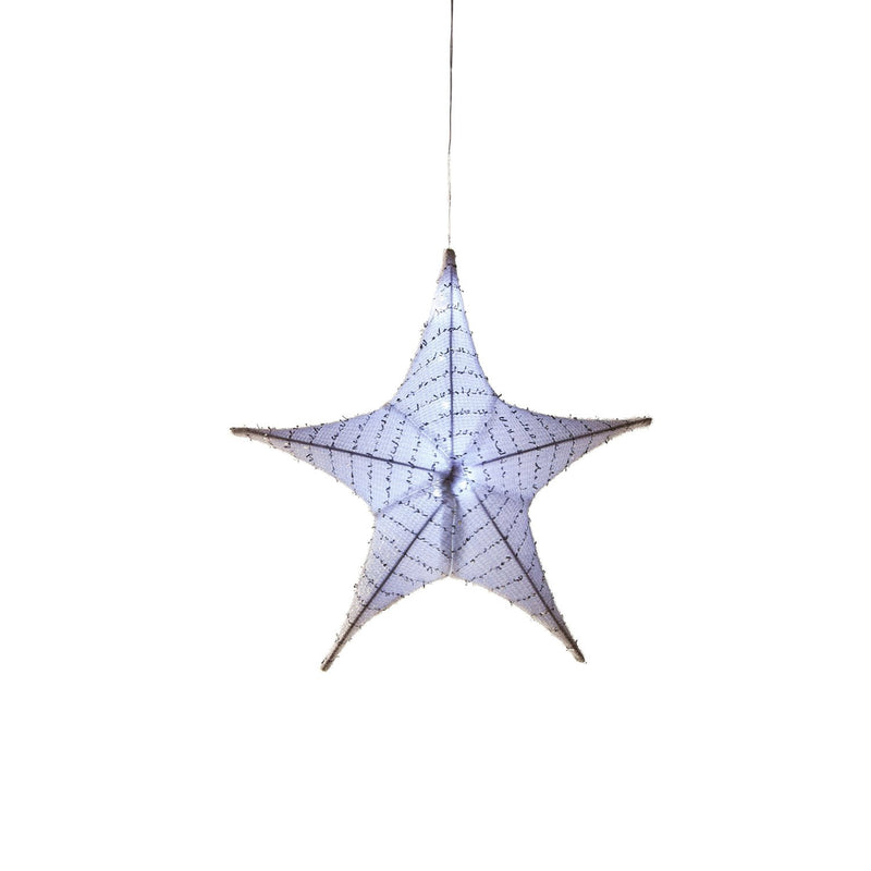 Lighted Fabric Star, Small, White,  17"x6"x17"inches