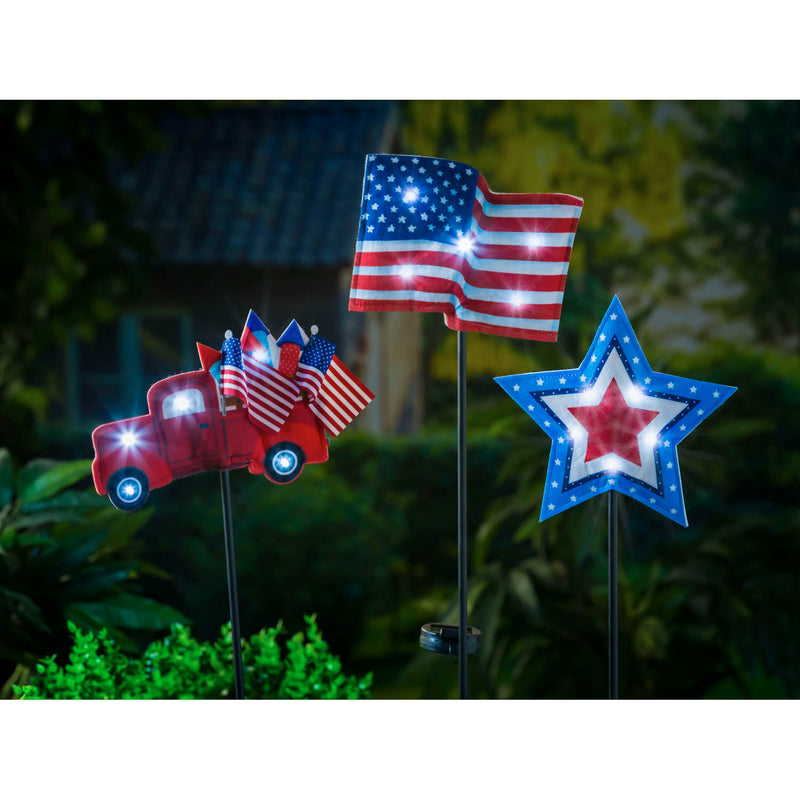 Americana Forever Botancials Lit Fabric Stakes, 3 Asst,47fs051bl