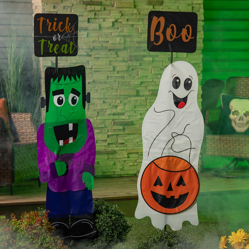 Halloween Sign Trio Fabric Stake, 3 Asst,47fs059