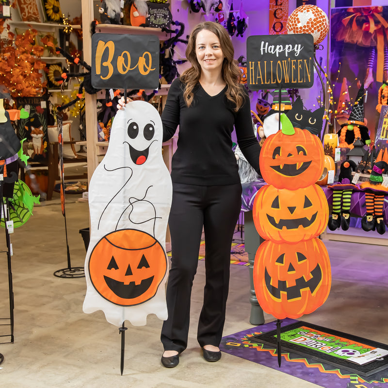 Halloween Sign Trio Fabric Stake, 3 Asst,47fs059