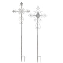 65"H Distressed White Metal Cross Stake, 2 ASST,47m2717
