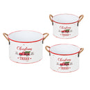 Red Truck Christmas Trees Metal Planter, Set of 3,47m2719