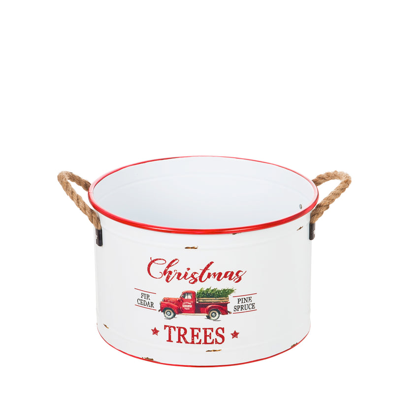 Red Truck Christmas Trees Metal Planter, Set of 3,47m2719