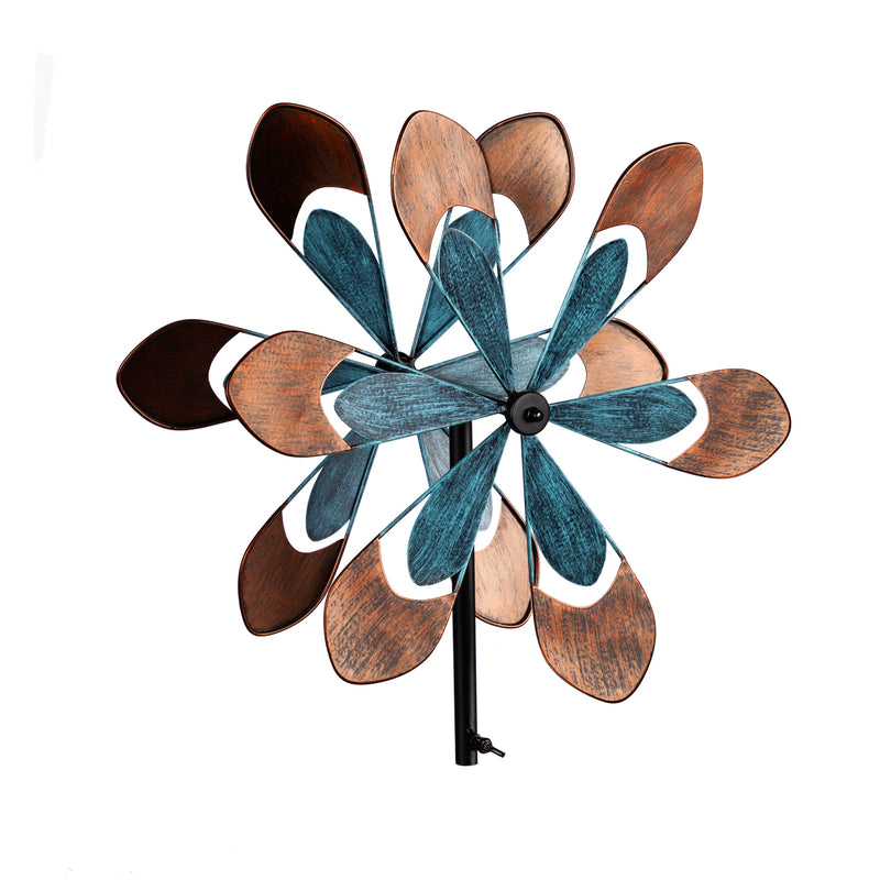 Wind Spinner Topper, Copper and Turquoise Daisy,47m3181