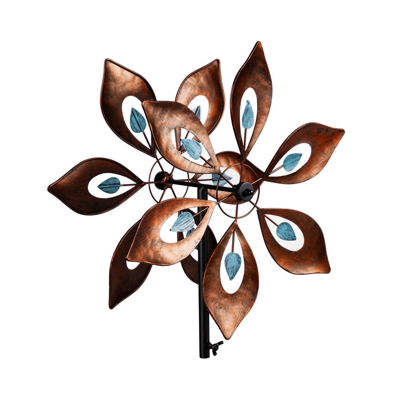 Wind Spinner Topper, Copper and Turquoise Feathers,47m3183