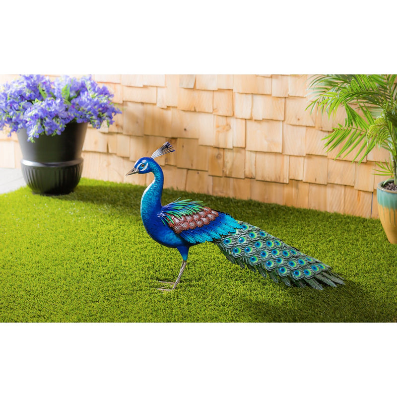 Metal Peacock Garden Statuary, 34.25"x12.2"x23.82"inches