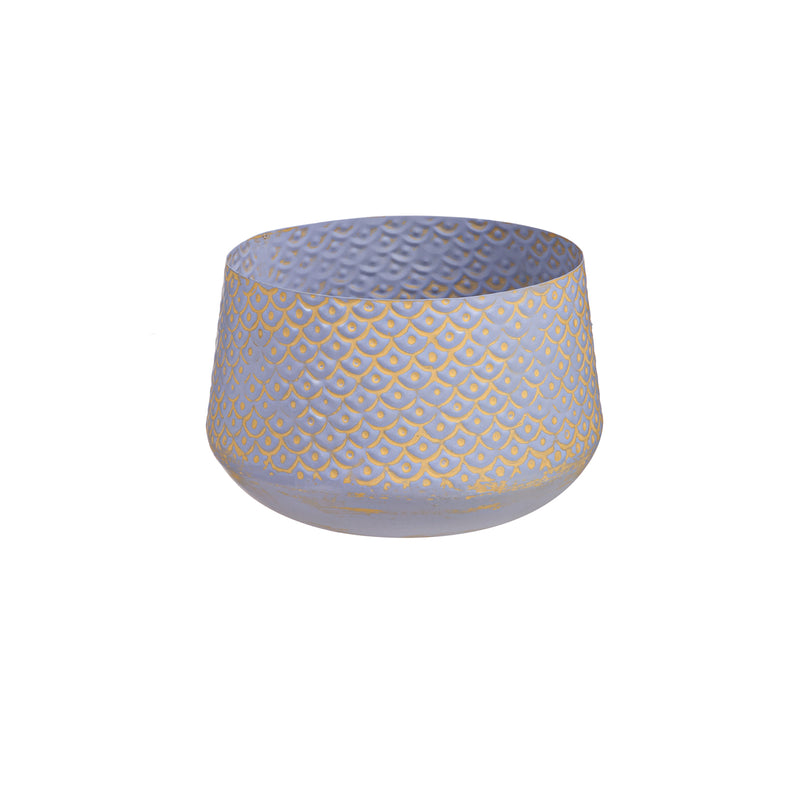 Set of 3 Distressed Light Periwinkle Embossed Planter, 11.75"x11.75"x7.25"inches