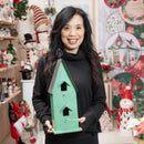 Holiday Greenhouse Metal Bird House Statuary, Light Green,47m5585