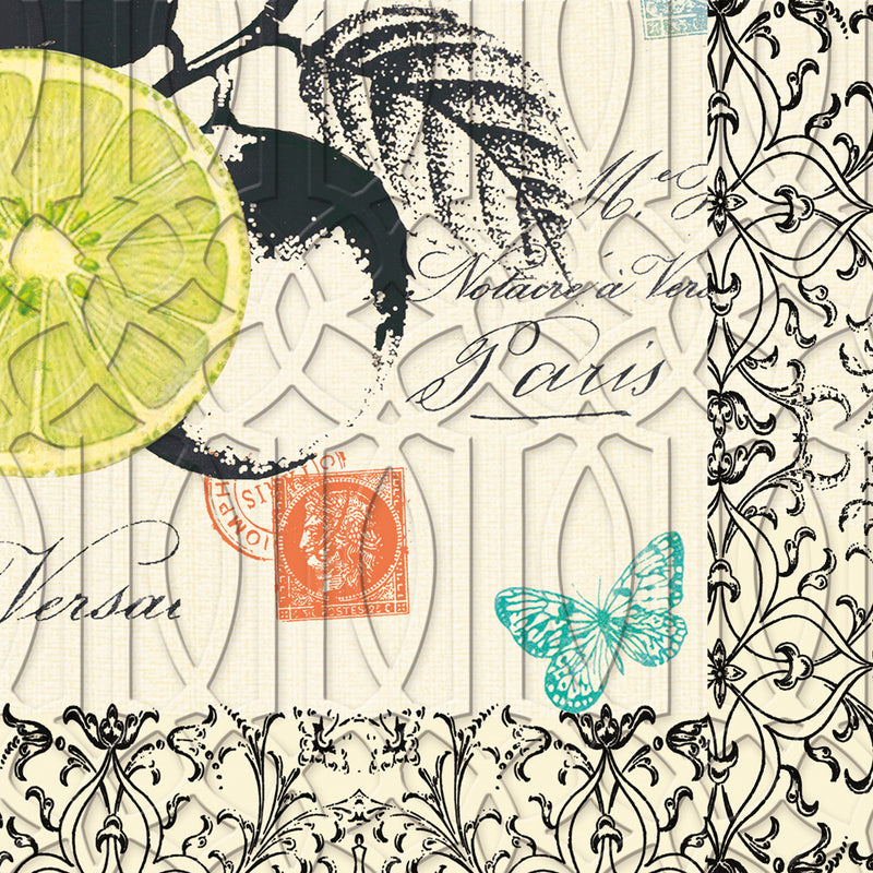 Luscious Lemon Paper Embossed Cocktail Napkin,4nce5371b