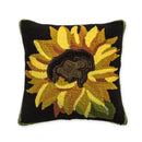 Indoor/Outdoor Hooked Pillow,  Sunflower 18"x18'',4p4897