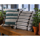 Woven Stripe Black & Cream Indoor/Outdoor Decorative Pillow, 18"x18",4p4968