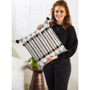 Woven Stripe Black & Cream Indoor/Outdoor Decorative Pillow, 18"x18",4p4968