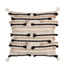 Woven Braided Black & Cream Indoor/Outdoor Decorative Pillow, 18"x18",4p4969